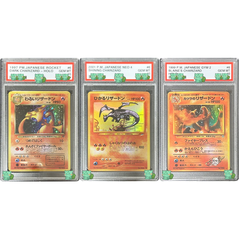 

Коллекционная карточка с оценкой PTCG из аниме, 1997 P.M.JAPANESE ROCKET DARK CHARIZARD-HOLO GEM MT 10 карт, флэш-голографическая этикетка, подарок для детей