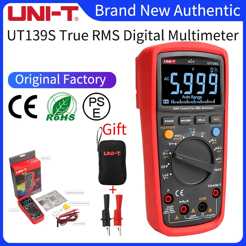 UNI-T UT139S True RMS digital multimeter, LPF (low pass filter)/LoZ (low impedance input) function/Temperature test EBTN display