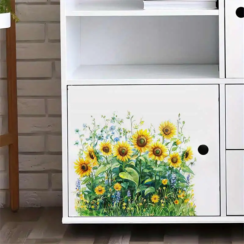Sunflowers Wall Stickers Kitchen Decoration Dining Room Living Room Cabinet Refrigerator Home Decoration Decal Stickers S516