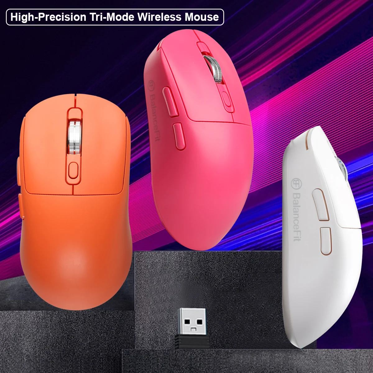 Wireless Mouse Bluetooth-Compatible Gaming Mouse (Tri-Mode: BT1/BT2+2.4Ghz) Ergonomic Rechargeable Mice for PC/Laptop/Macbook