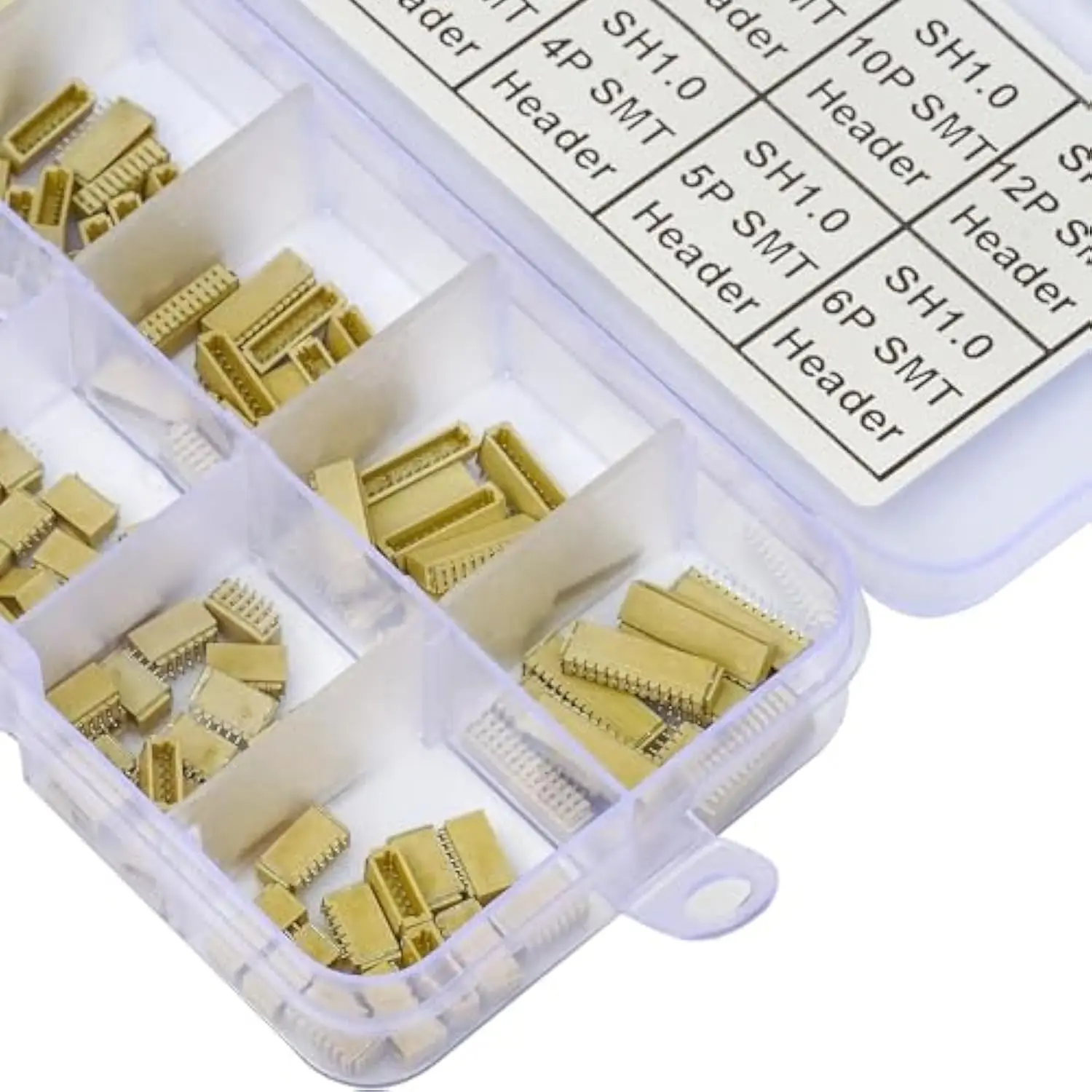 1mm JST SH1.0 SMT Header – Right Angle Type 2-12 Pin Connector Kit SH1.0-SMT-R/A for Electronics