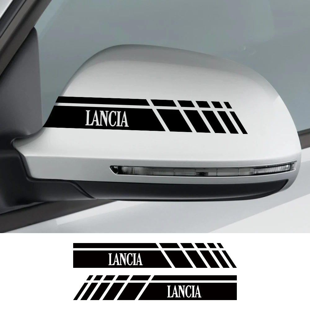 2PCS Car Rearview Mirror Stickers For Lancia Delta STRATOS Y Phedra Thema Ypsilon Auto Tuning Accessories Vinyl Film Decals