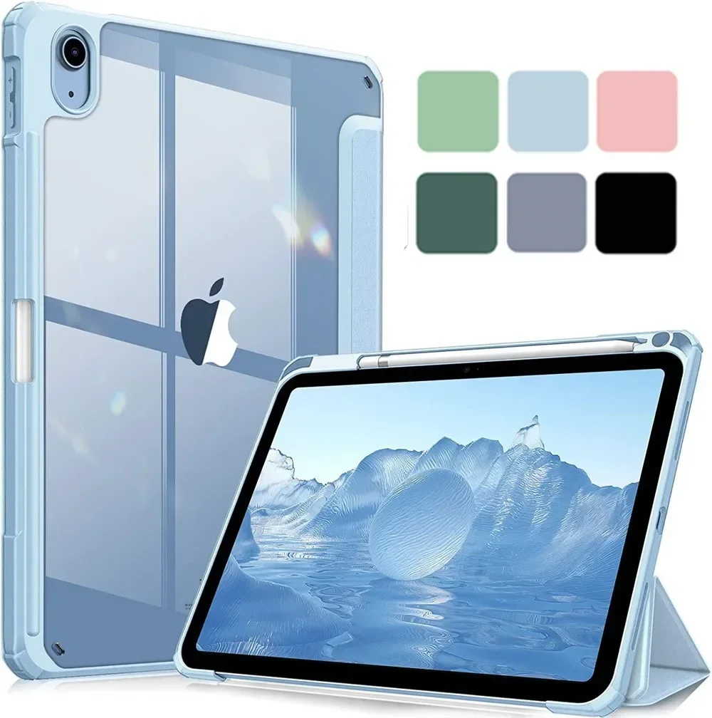 Hybrid Case for iPad Pro 9.7 iPAD 10.2 7th 8th 9th 10th 10.9 A2602 A2270 Mini 6 Cover with Pen Holder Transparent Back Shell Air