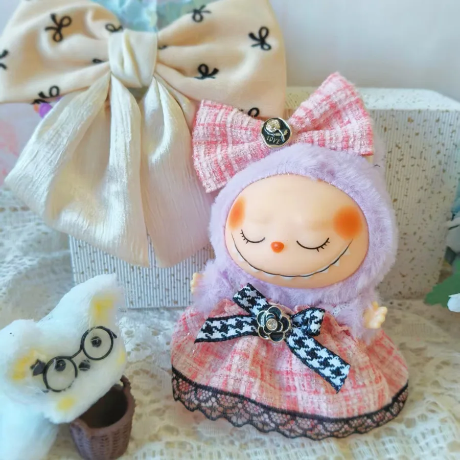 Labubu High Imitation Big Baby Clothes 17cm Vinyl Doll Pendant Plush Toy Clothes Suit Skirt