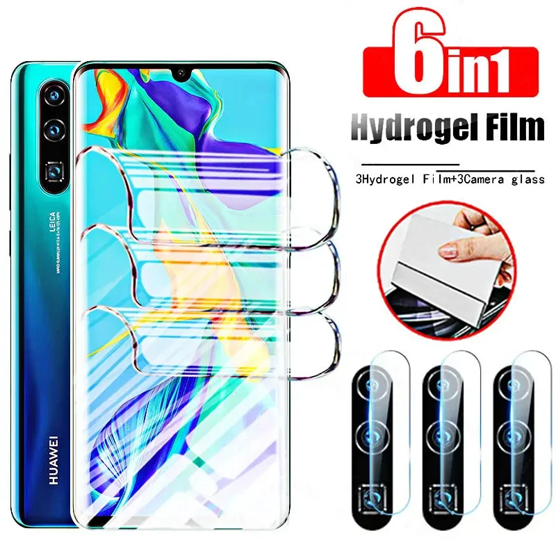 6IN1 Hydrogel Film For Huawei P30 Lite P60 P40 P50 P20 Pro Camera Screen Protectors For Huawei Nova 5T Mate 60 50 30 40 Pro Film