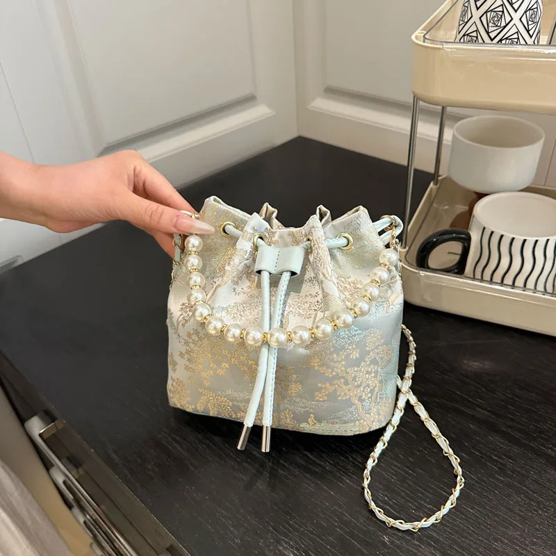 

Лето 2025 г., новые женские сумки в китайском стиле с тонкой вышивкой, модная сумка через плечо, повседневная вечерняя сумка-тоут для женщин