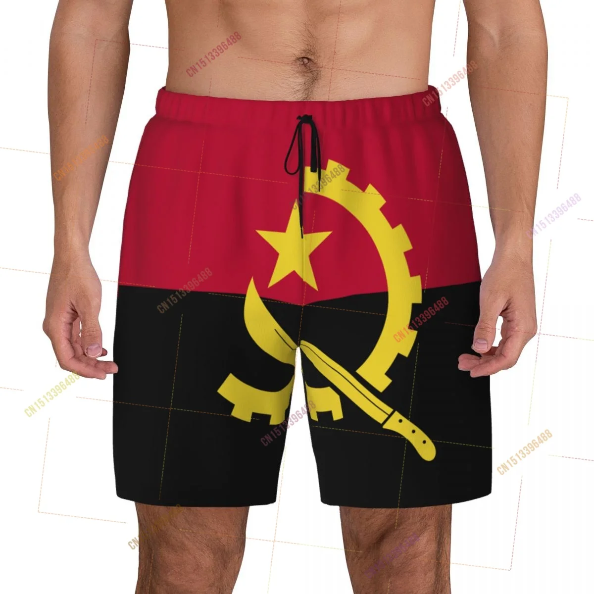 2026 Angola Flag Top Print 3D Mens Swimming Trunks Hawaiian Bathing Beach 2 in 1 Quick-Dry Summer Swim Shorts With Pockets