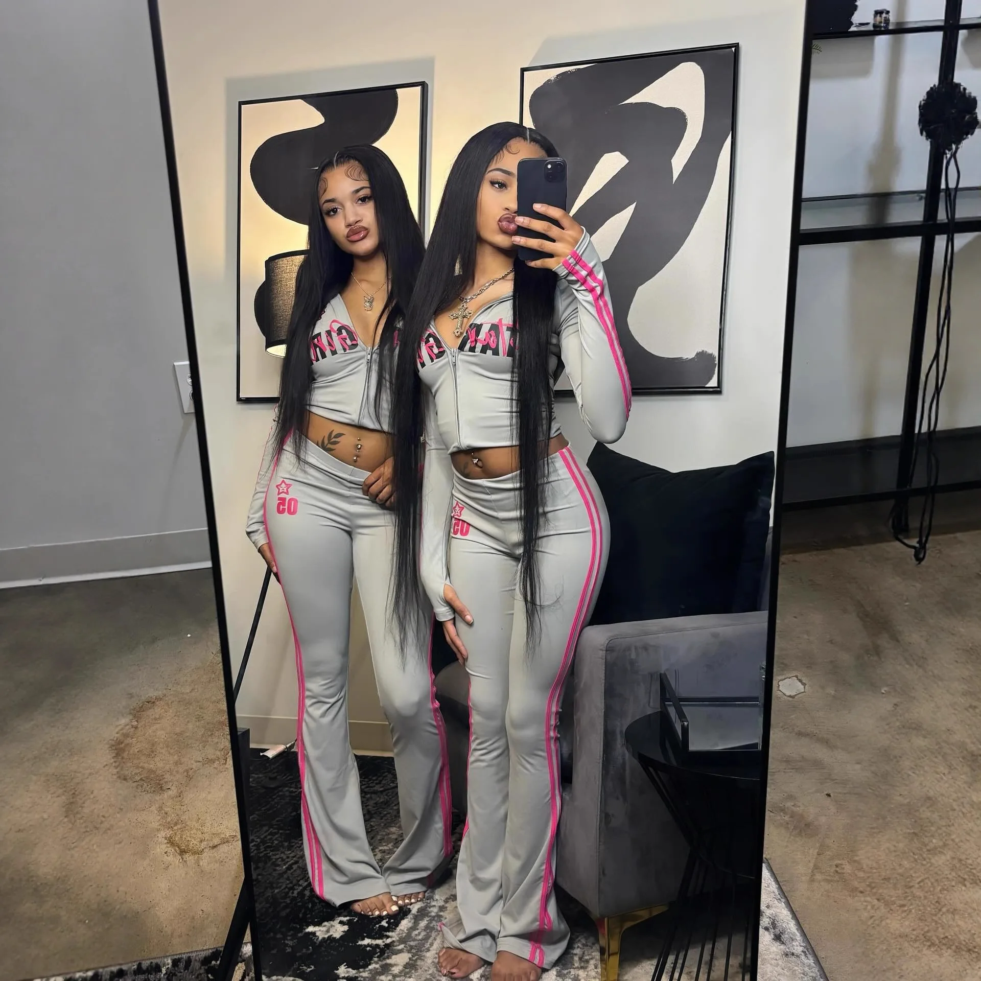 Women Crop Jackets 2 Piece Pant Set Outfits Y2K Streetwear 2025 Winter Fall Women Tracksuit Elegant Jackets Coats Two Piece Sets