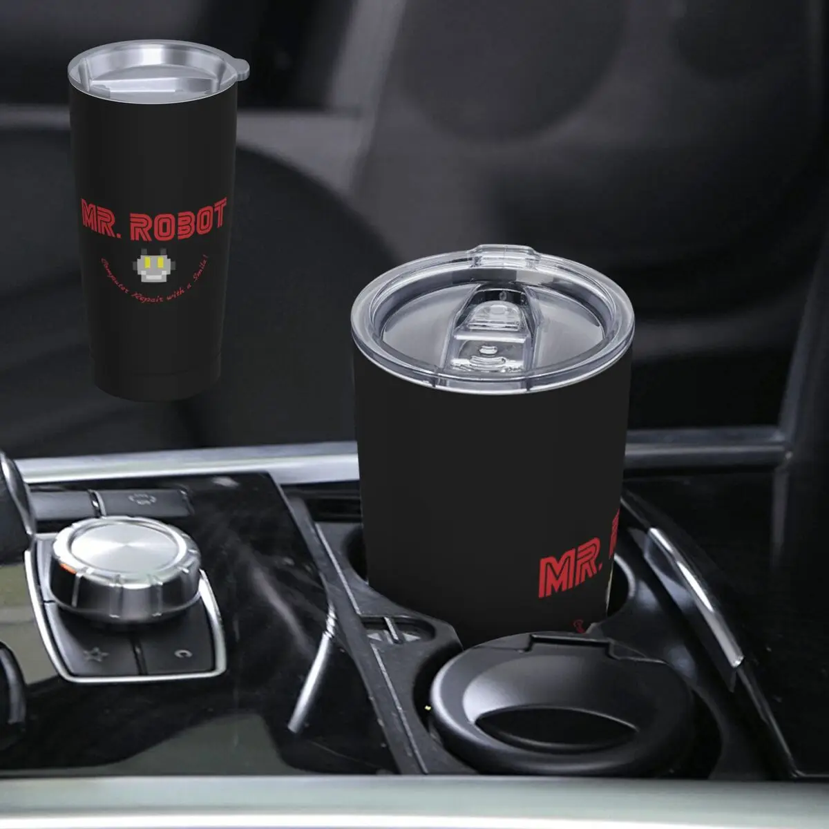 Mr Robot Logo F Society Hacker Stainless Steel Tumbler Vacuum Insulated Mug Thermal Cold Cups Straw With Lid 20oz