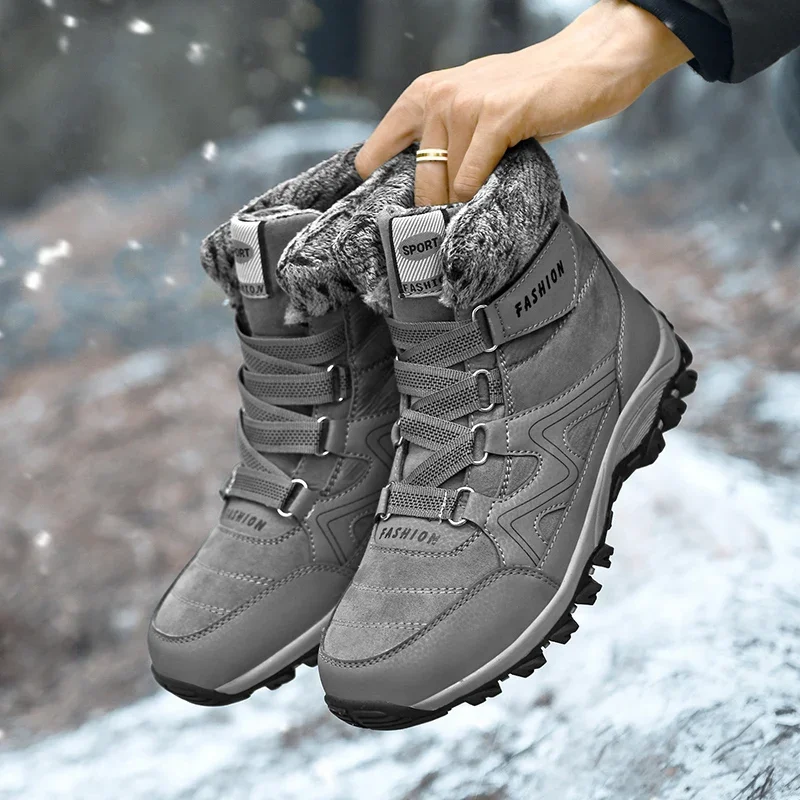 New Cotton-Padded Shoes Thickened Couple Snow Boots Warm Cotton Boots Winter Ankle Snow Boots Cozy Waterproof Ankle Booties