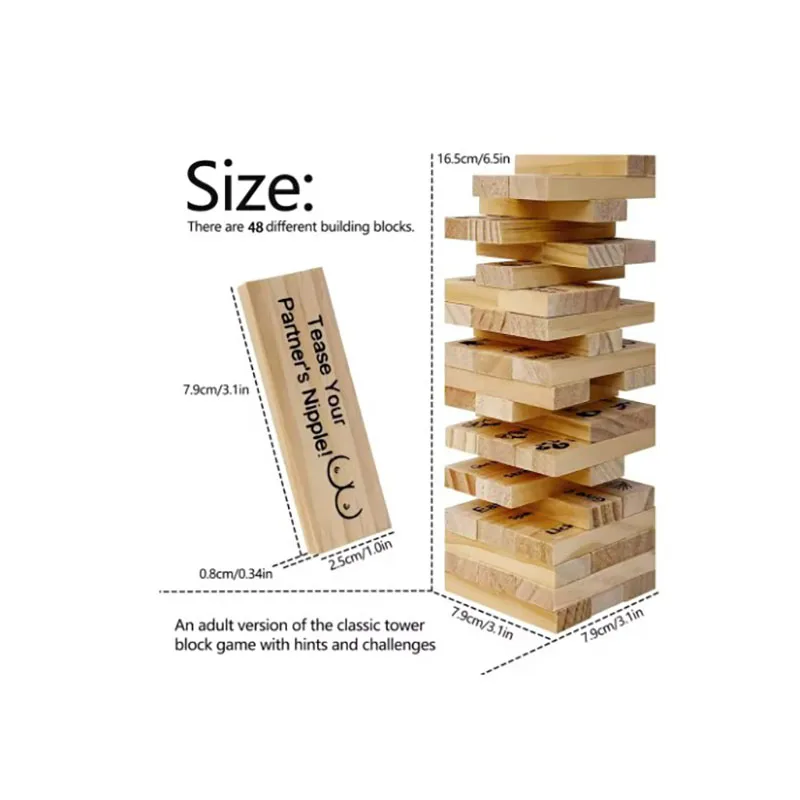 Adult Sex Block Tower Games With 48pcs Couple Activities Date Night Ideas Tower Stacking Games For Couple Night Party