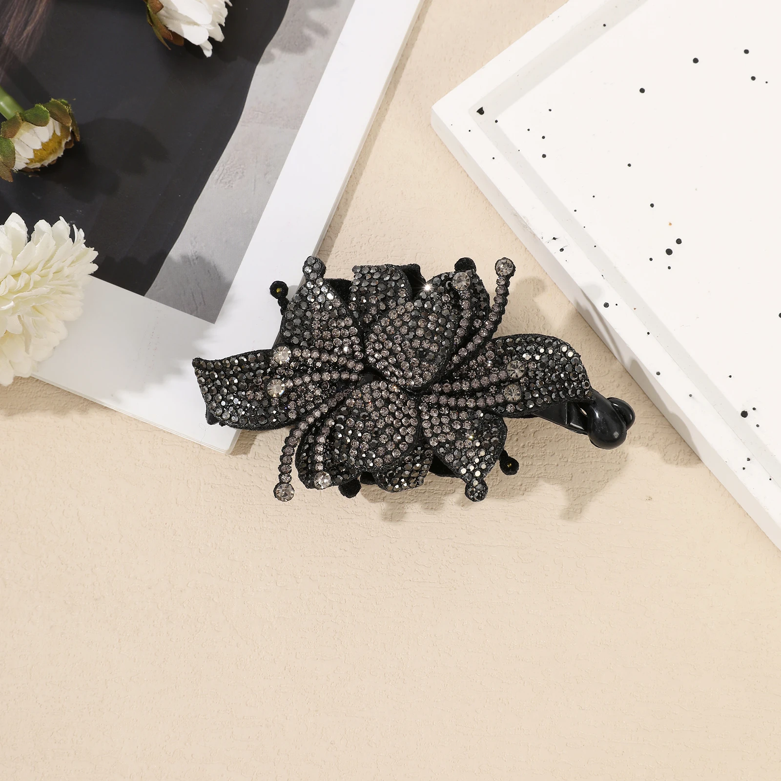 AWAYTR Rhinestone Flower Hair Clip Banana Clip Vintage Hair Clips for Women Girls Hairpin Hair Clips Hair Accessories - Image 5