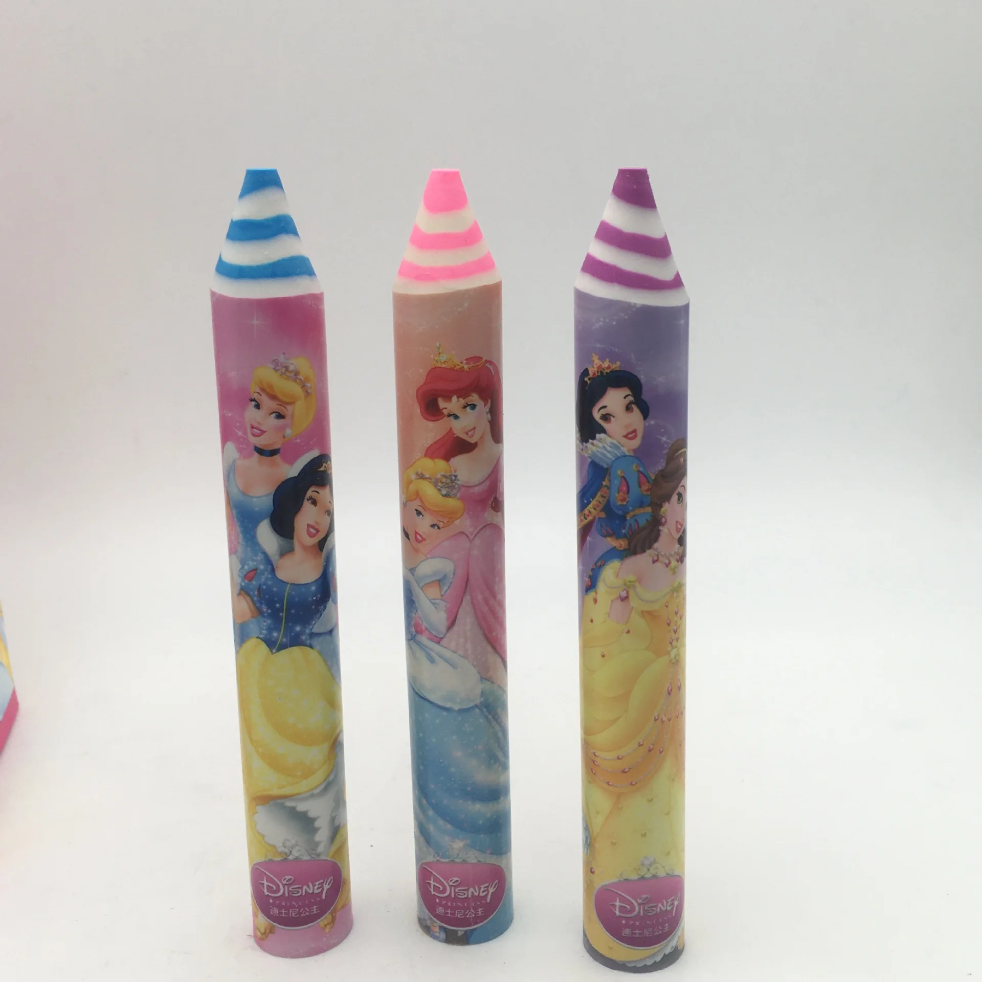 24PCS Disney Kindergarten Stationery Eraser Cartoon Girl Heart Fairy Princess Pencil Shape Eraser Prize Cute School Supplies