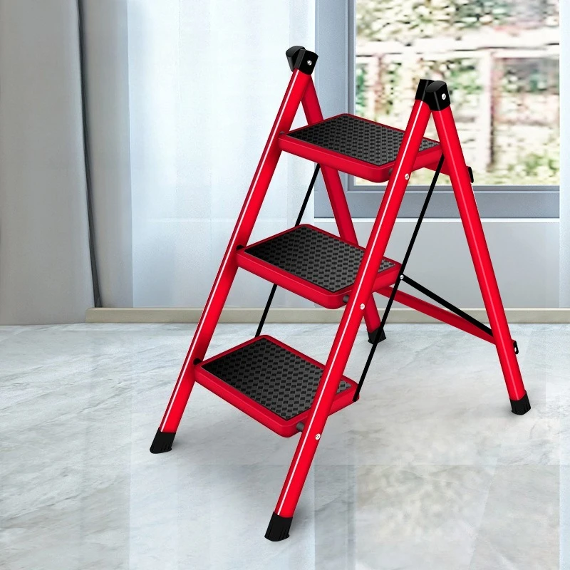 Indoor Folding A Frame Ladder 3 Step Space Saving Multi Use Stool Durable Portable Indoor Ladder Climbing Thick Folding Ladder