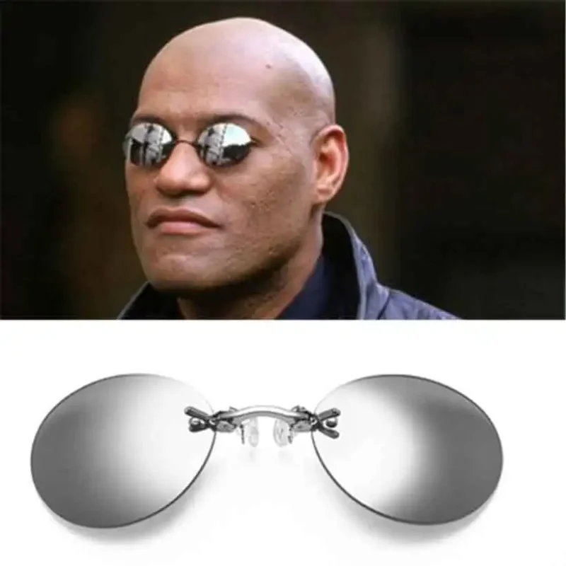 Clip on Nose Glasses Round Rimless Matrix Sunglasses Mini Frameless Vintage Men Eyeglasses UV400 Men Sunglasses Goggles 선글라스