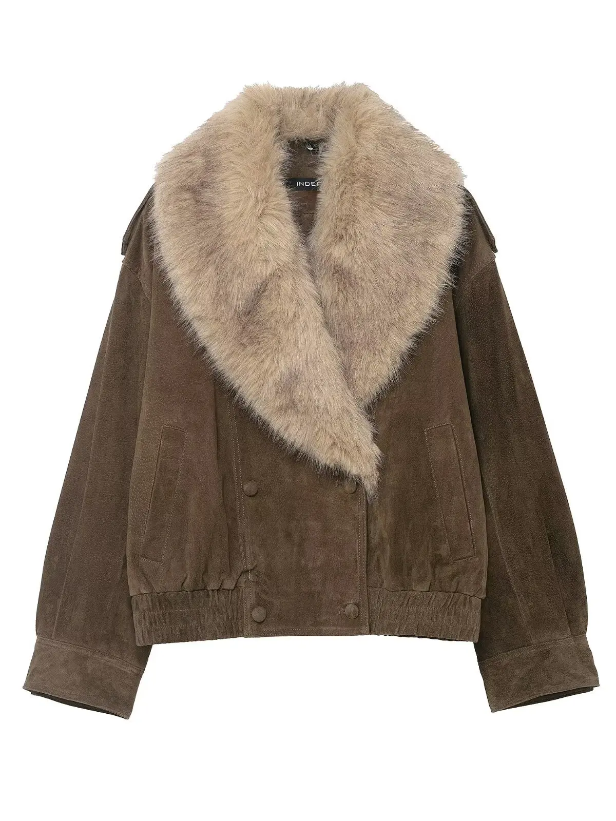 شتاء جديد دافئ فو الفراء تأثير المخملية الملمس الجلود Jaet المرأة عادية فضفاض صالح طويل Sve معطف زر إغلاق