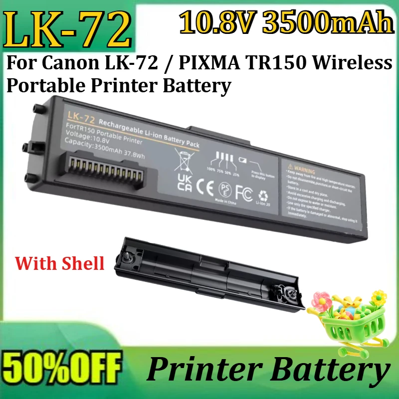 

New LK-72 3500mAh 10.8V High Quality Battery for Canon LK-72 / PIXMA TR150 Wireless Portable Printer Battery
