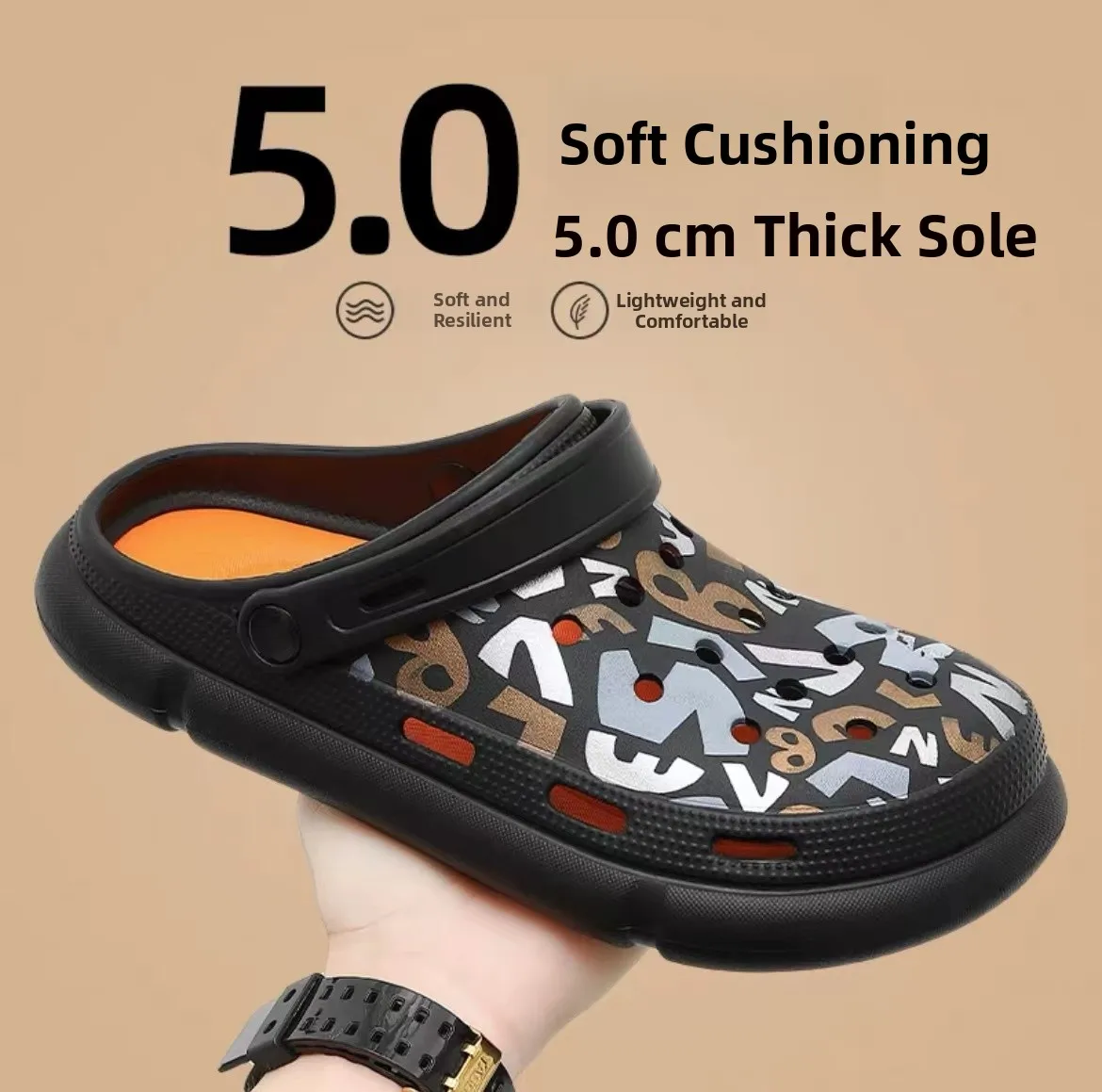 

Men's Summer Sports Flip Flops Breathable Hollow out Slip-On Beach Sandals Anti-Slip Comfortable Flat Heel EVA Slippers