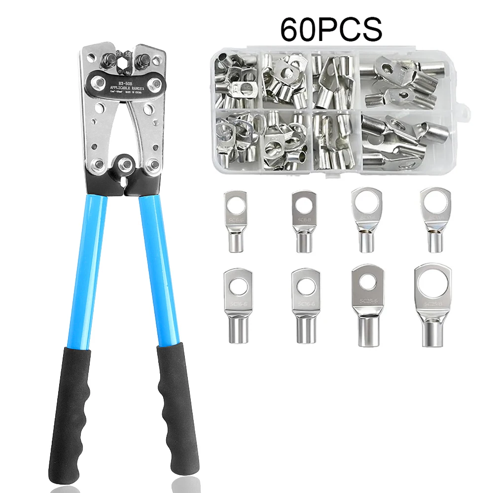 Tragbares manuelles Kabelcrimpwerkzeug HX-50B Crimpzange 6-50mm² / AWG 10-0 Aderendhülsen-Crimper Sechskant-Verdrahtungszange