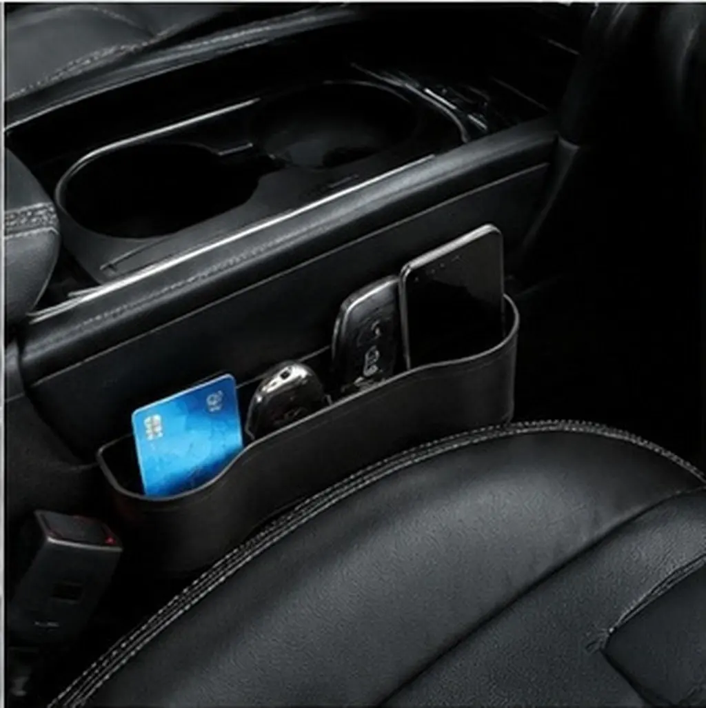 2Pcs Car Console Side Pocket Heavy Duty Plastic Seat Side Storage Box Organizes Cards Keys Coins Prevents Clutter Auto