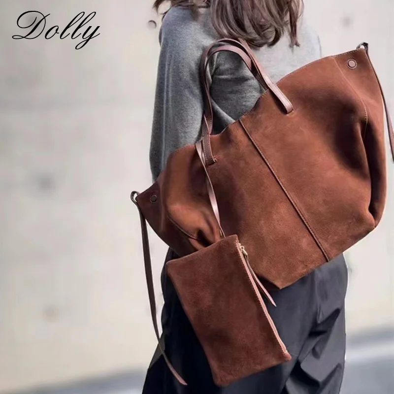 Luxury Designer Exact Replicas Suede Leather Tote Women's Handbag Large Capacity Shopping Bag Wine Single Shoulder Armpit Bag