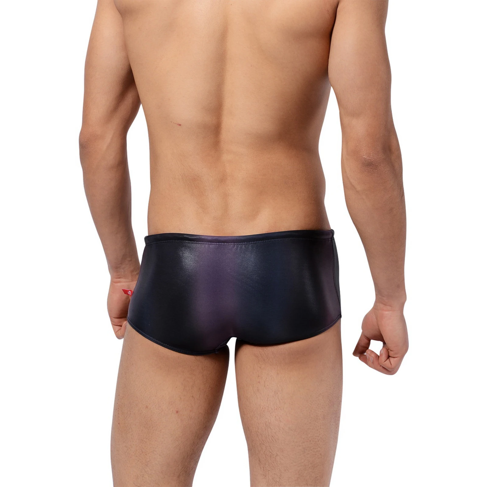 Cordão ajustável masculino elástico na cintura Shorts, Boxer de baixa ascensão brilhante, calção de praia, roupa de banho