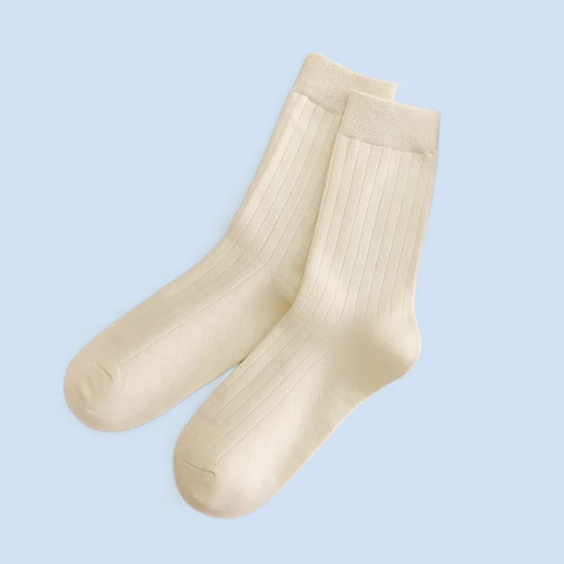 5/10 Pairs Cotton Socks Men's Socks Mid-tube Deodorant Sweat-absorbent Vertical Stripe Spring and Autumn Solid Color Men's Socks