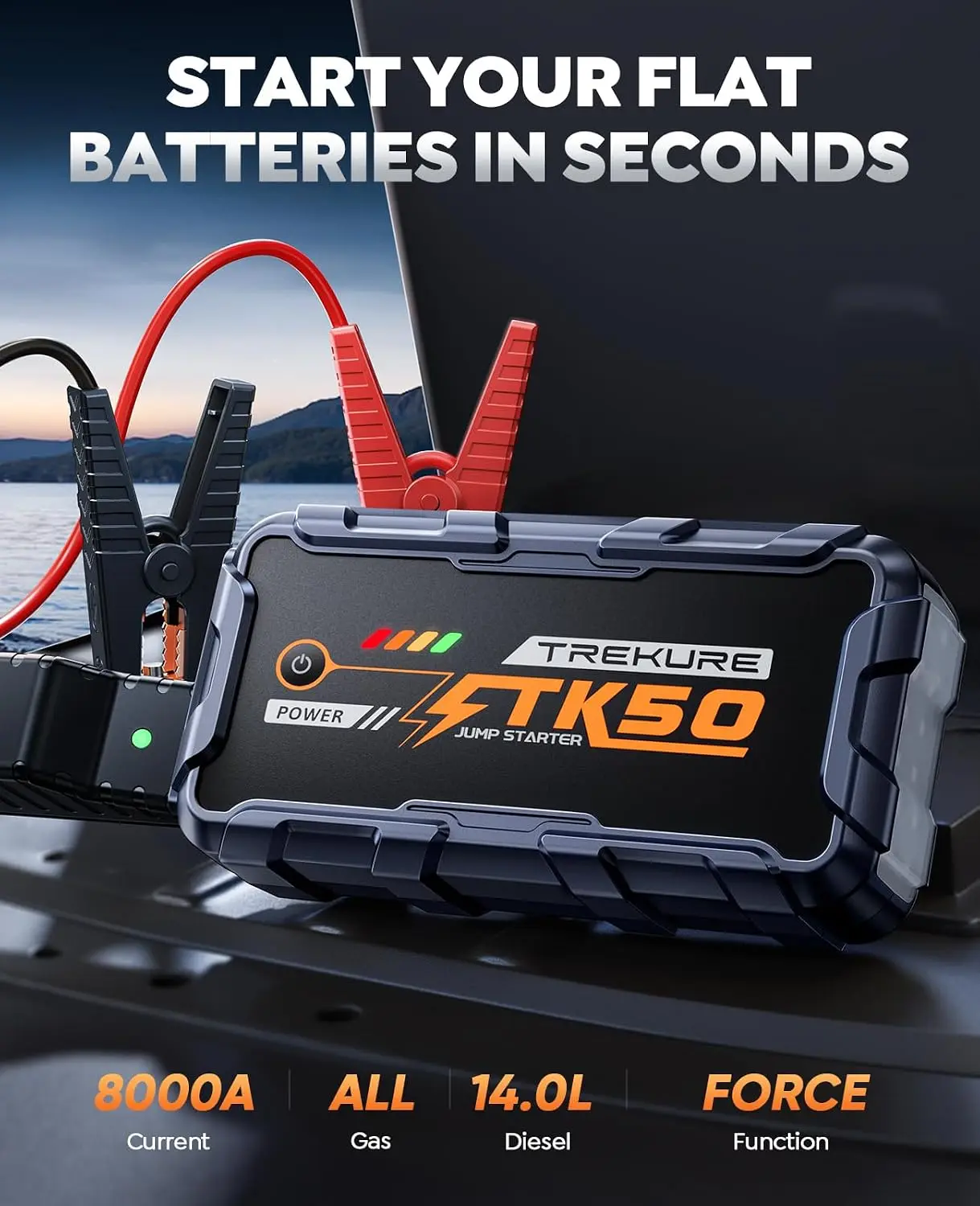 Portable Car Jump Starter 8000A 26800Mah All Gas 12L Diesel Engines Power Bank Battery Jumper Jump Box Fast Charge Led Light