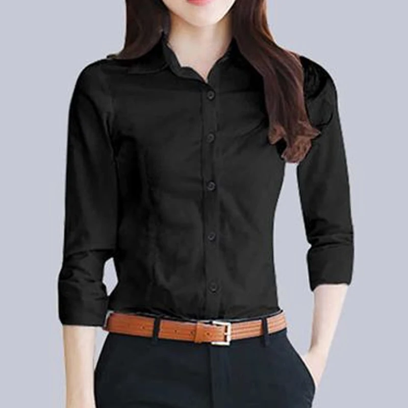 Temperament Polo Neck Long Sleeve Slim Basic Blouse Spring New Solid Simplicity Elegant Shirt Tops Vintage Fashion Women Clothes