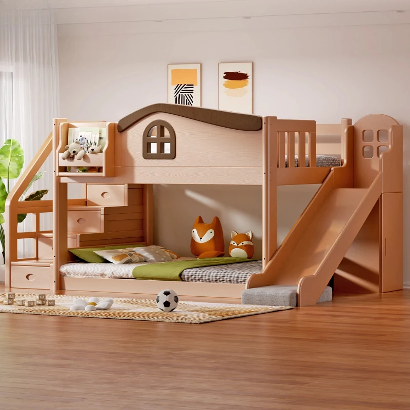 Modern wooden bunk bed 150x200cm bedroom multi-functional minimalist Double bed elegant luxury camas de dormitorio furniture