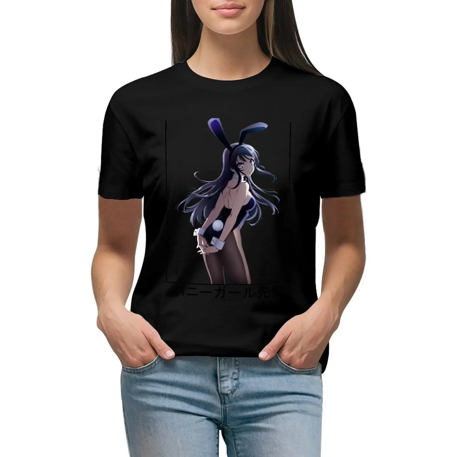 

Bunny girl senpai (Mai Sakurajima) T-Shirt sweat lady clothes aesthetic clothes animal prinfor t-shirt dress for Women plus size