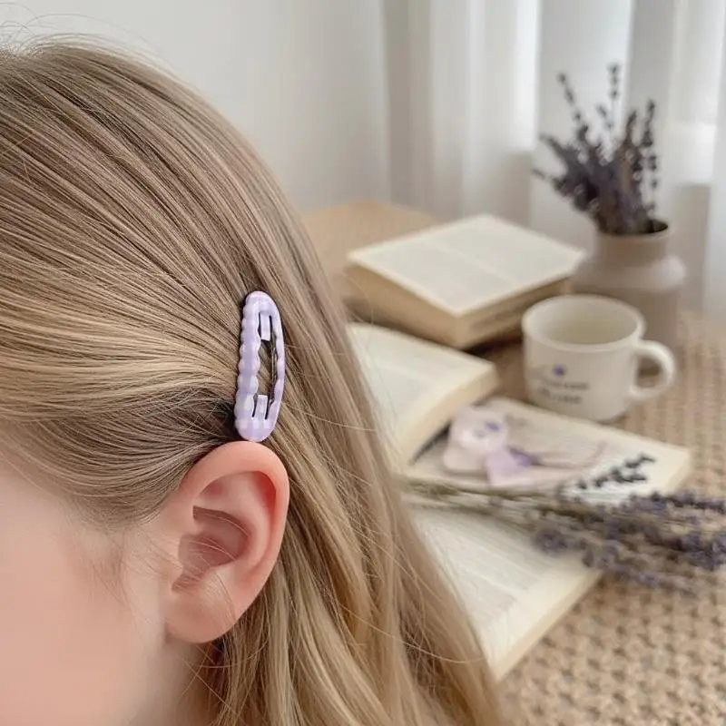 新しい可愛いヘアクリップ キュートな女の子向け カラフルな韓国風花柄BBクリップ キッズ用前髪ピン 人気チェック柄滑り止めヘアピンセット ギフト 1