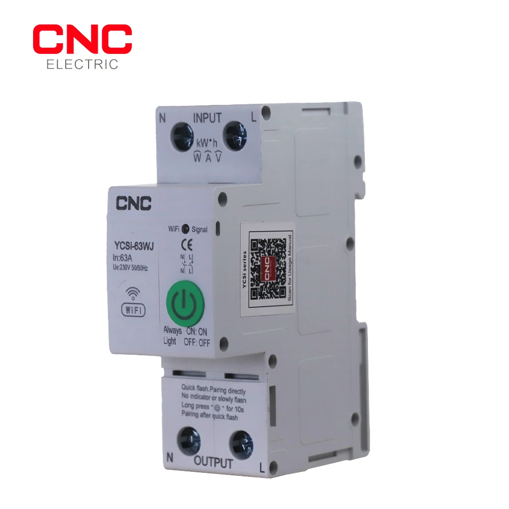 CNC 2P 63A WIFI Smart Switch  Energy Meter Kwh Metering Monitoring Timer Relay MCB TUYA Smartlife Voltage Current Protection