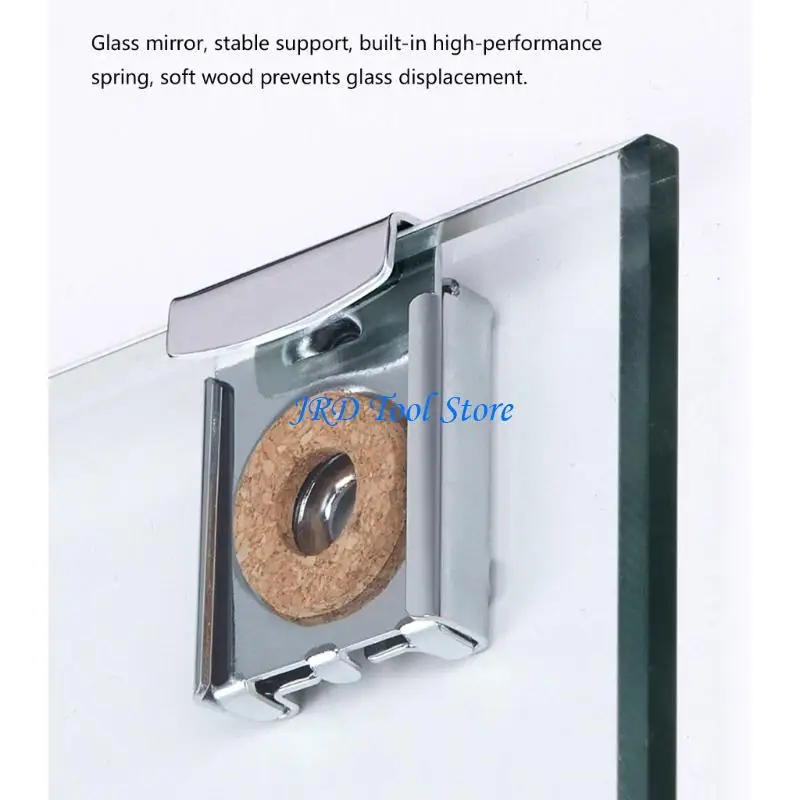 A2UD Metal Mirror Brackets Adjustable Spring Design Fit 4-6mm Thickness Glass