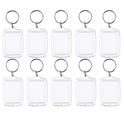 10PC Acrylic Photo Frame Keychain Clear Picture Insert Blank Keyrings for Double-Sided Photos DIY Supplies