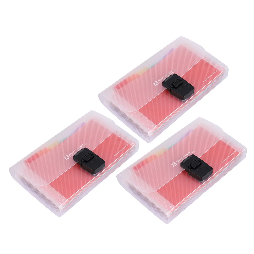 

3pcs A6 Size Wind Bellows File Organizer Plastic Pocket Folder 13 Compartments Document Storage Expandable Travel File Wallet