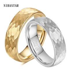 6mm Gold/Black/Silver Hammered Engagement Wedding Band Tungsten Carbide Rings for Men Women