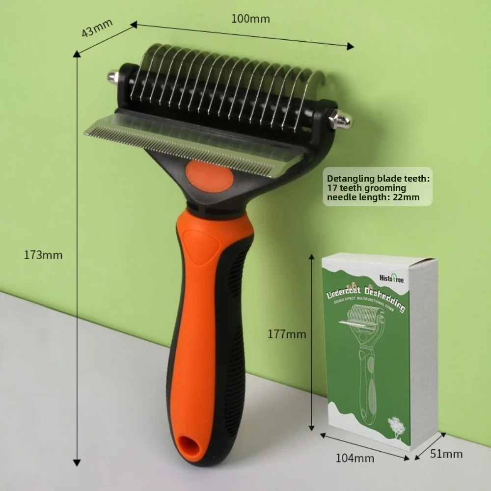 Multi-functional Dog Deshedding Brush Anti-slip TPR Handle Stainless Steel Blade Pet Fur Knot Cutter Effective Cat Hair Remover