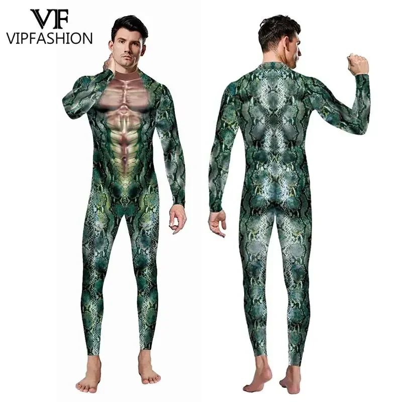 男性用ハロウィンコスチューム,スネークコスチューム,3Dアニマルプリント,全身タイツ,マッスルコスプレ,ボディスーツ,ジャンプスーツ,VIPファッション,大人用