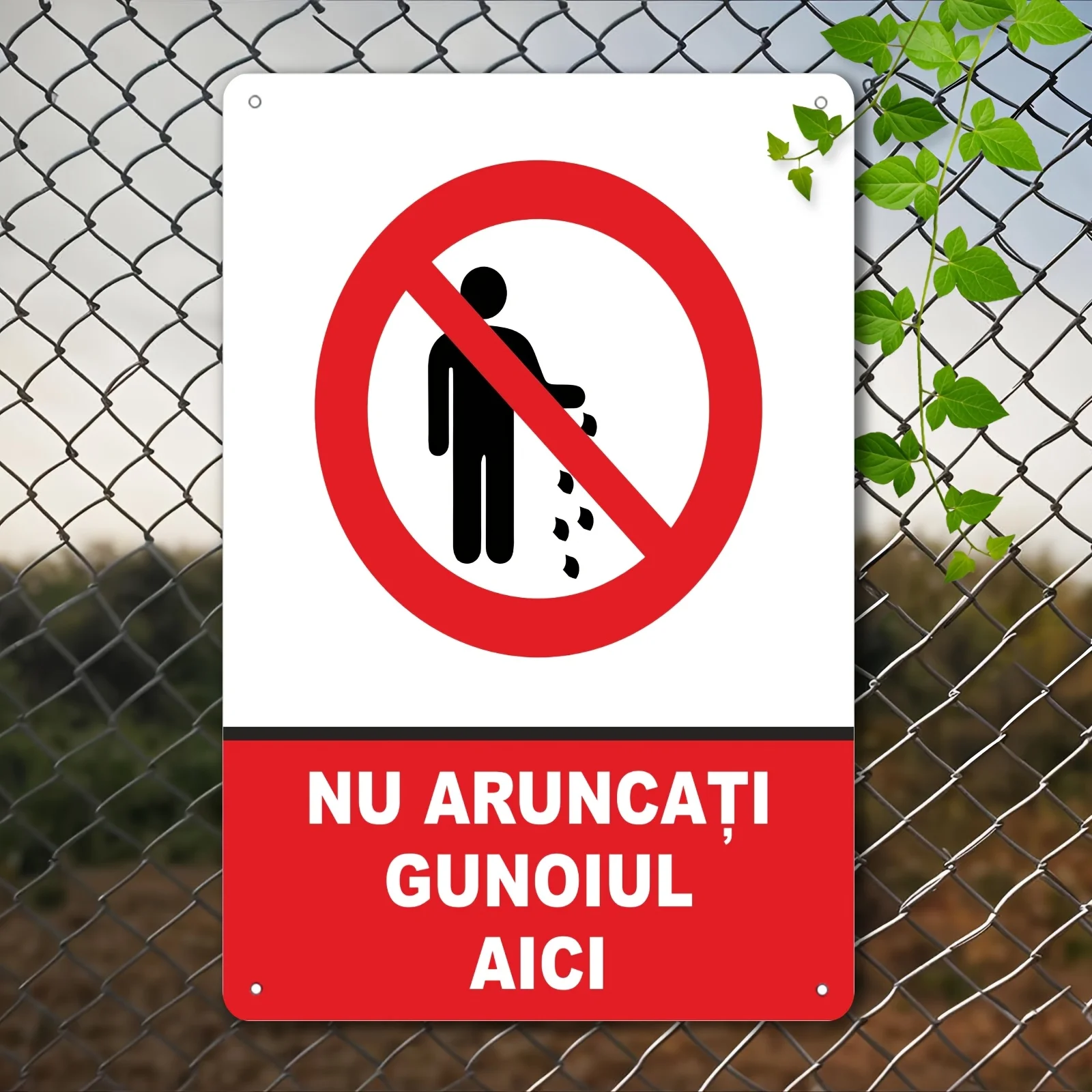 2D Flat, 1pc, Metal Sign Indicator - Do Not Litter Here Metal Plaque Wall Decoration, 2D Flat Yard Sign Idea, 20x30cm / 8x12in,