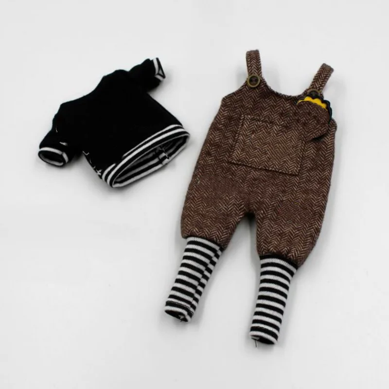 

Hot Sale JSB12 Fashion BJD doll clothes Three-piece outfit cute suits Doll Coat with T-shirt Bib doll Clothing Doll Accessories