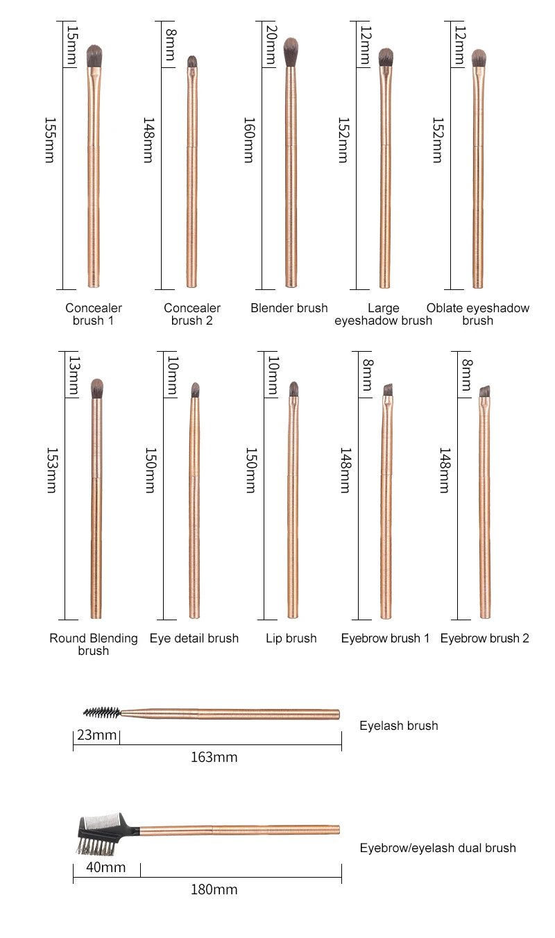 20 Piece Professional Makeup Brush Set Synthetic Rose Gold Aluminum Handles Face And Eye Beauty Cosmetic Kit