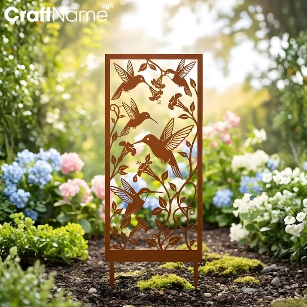 Vintage Rustikaler 2D-Vogel-Metall-Gartenstecker für Rasen, Zaun und Wandkunst im Außenbereich