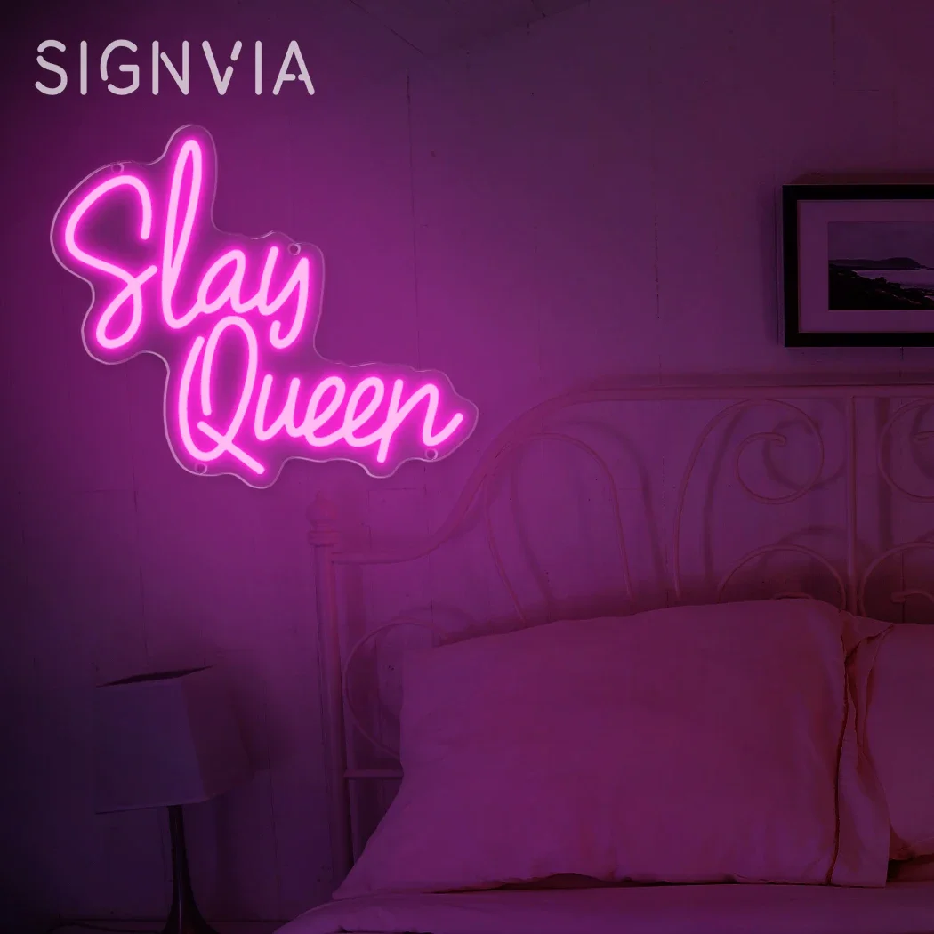 Slay Queen Neon Sign LED USB Powered Wall Decor Light เหมาะสําหรับห้องนอนปาร์ตี้ความงาม Room วันวาเลนไทน์ Decor เหมาะสําหรับของขวัญ