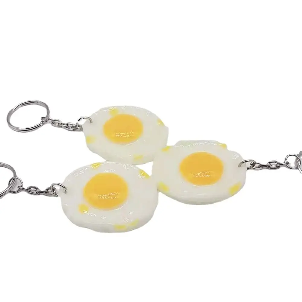 Creative Funny Fried Egg Keychain Luxury Exquisite Simulation Food Keyring Fashion Cute Bag Hanging Pendant Gifts