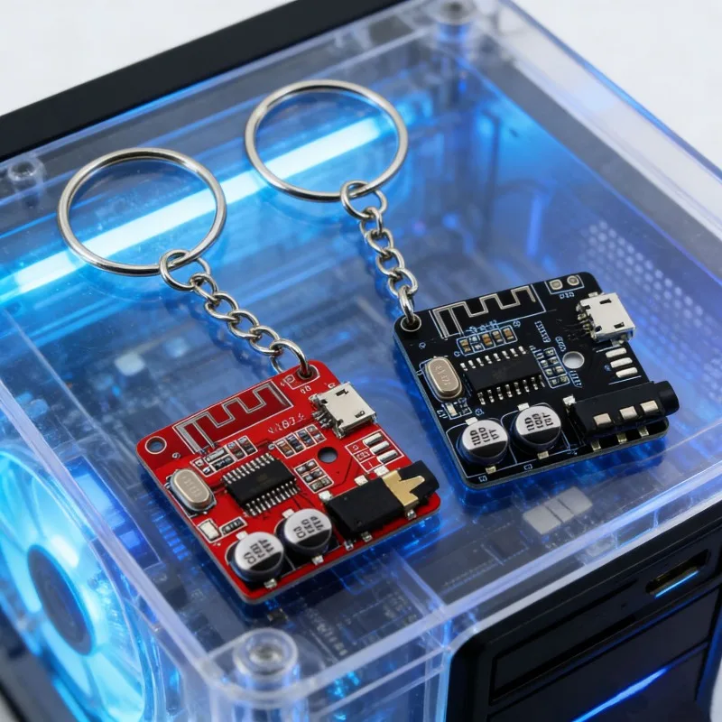 Real PCB Circuit Board Charm Geeky Tech Programmer Keyring Luxury Electronic Component Key Fob Computer Nerd Item Key Ring