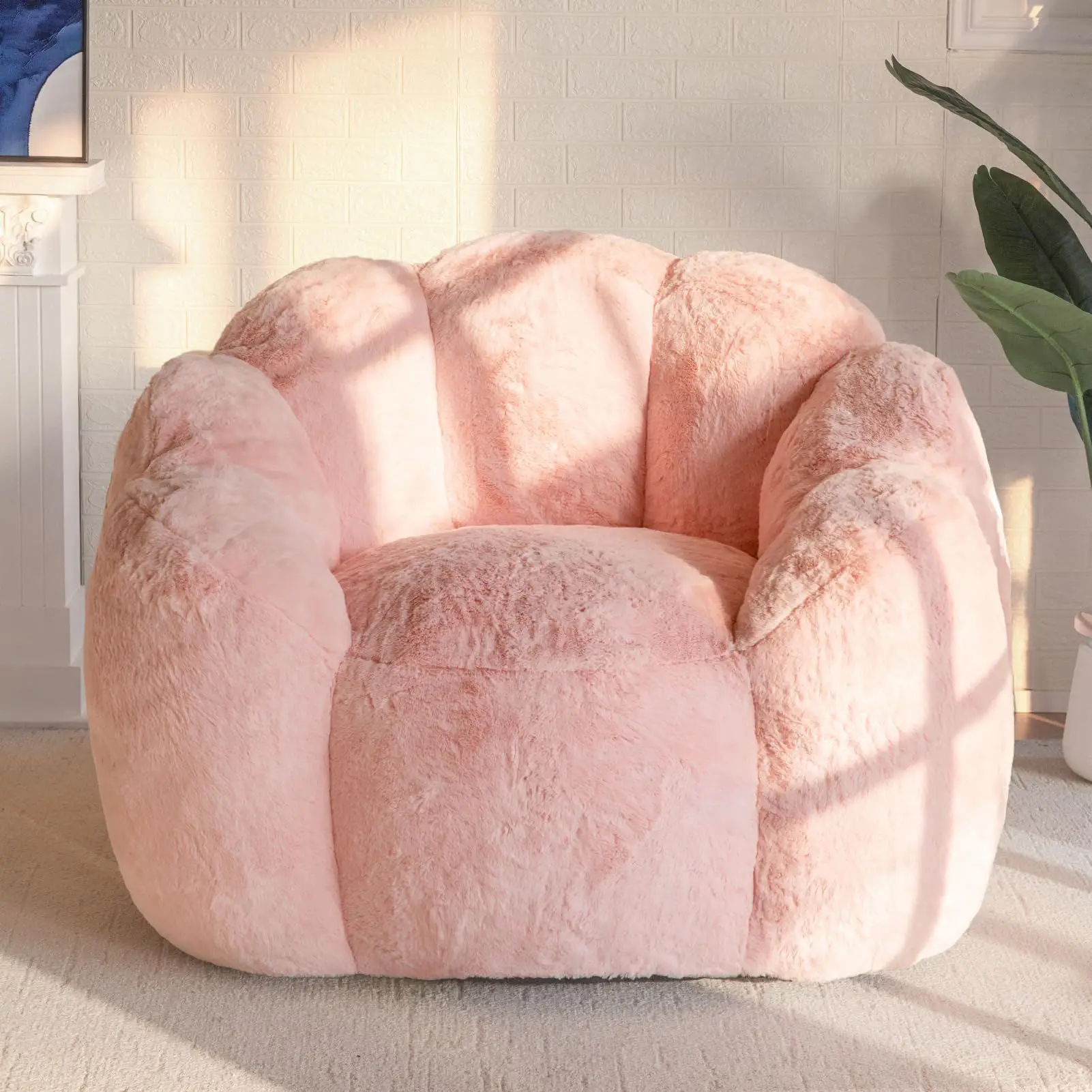 //Modern Velvet Bean Bag Single Lazy Sofa Ultra-soft Comfortable Easy Care Vacuum Compressed Pack For Bedroom Girls Room image 4