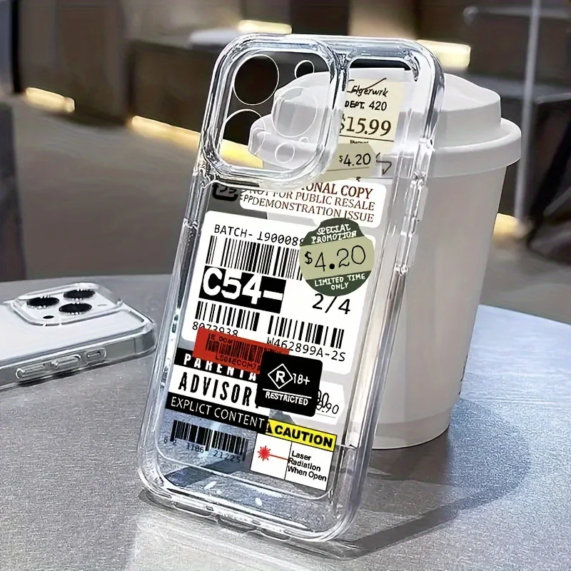 Creative Product Label Clear Phone Case For Samsung Galaxy S24 S23 S22 S25 Ultra Plus Cover S25+ S22+ S23+ S24+ Bag Fundas Shell
