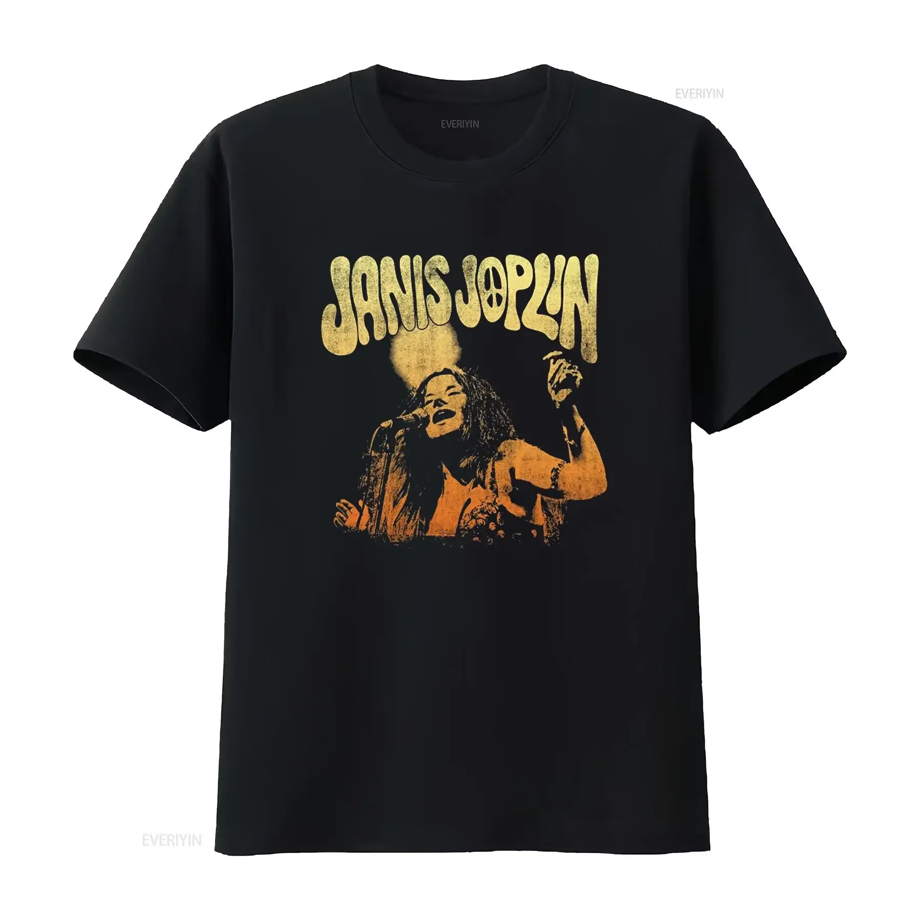 Janis Joplin Live Licensed Rock N Roll Music Band Mens T Shirt New Black Retro Design vintage Washed Unisex Stretched Stylish