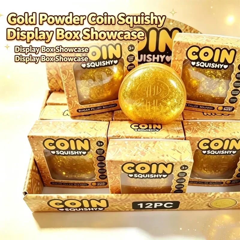 New Coin Squishy Simulation Dollar Gold Glitter Powder Sugar Filled Slow Rising Stress Relief Squeeze Decompression For Adult